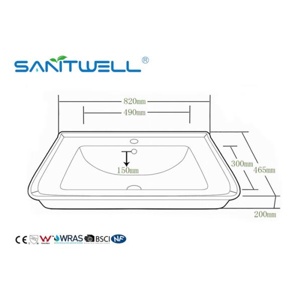 Материал 820 * 465 * 200mm таза мытья красивого возникновения встречный верхний керамический