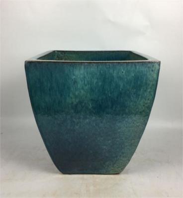 Square 3 Glazed Ceramic Outdoor Pot Hand Made High Fired