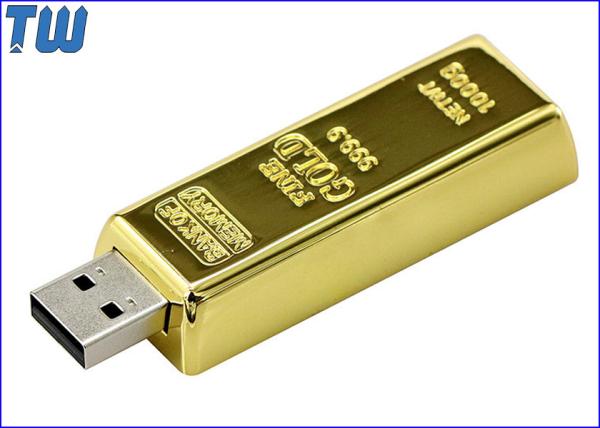 Shinning Gold Bar 32GB Pen Drives Sliding Brick Heavy Full Metal