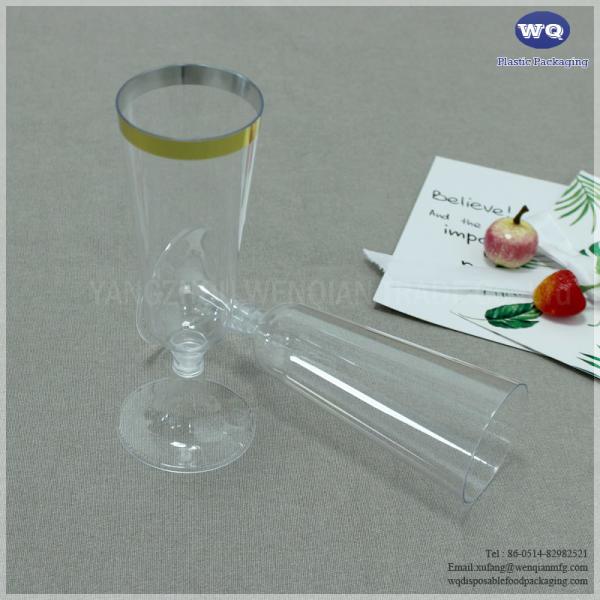 150ml Gold Rimmed Plastic Champagne Flutes -New Elegant Plastic Champagne Flutes With A Stunning Modern Design