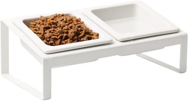 Ceramic Dog Cat Food and Water Bowls Set for Small Size Dogs and Cats