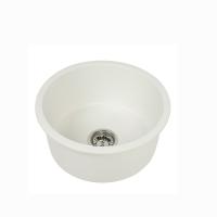 Évier de cuisine rond simple de pierre de quartz de cuvette de couleur blanche pour l'ouverture 3-1/2 de drain de Bath »
