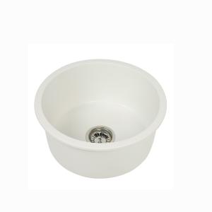 Banca da cozinha de pedra quartzo redondo branco da bacia da cor de único para a