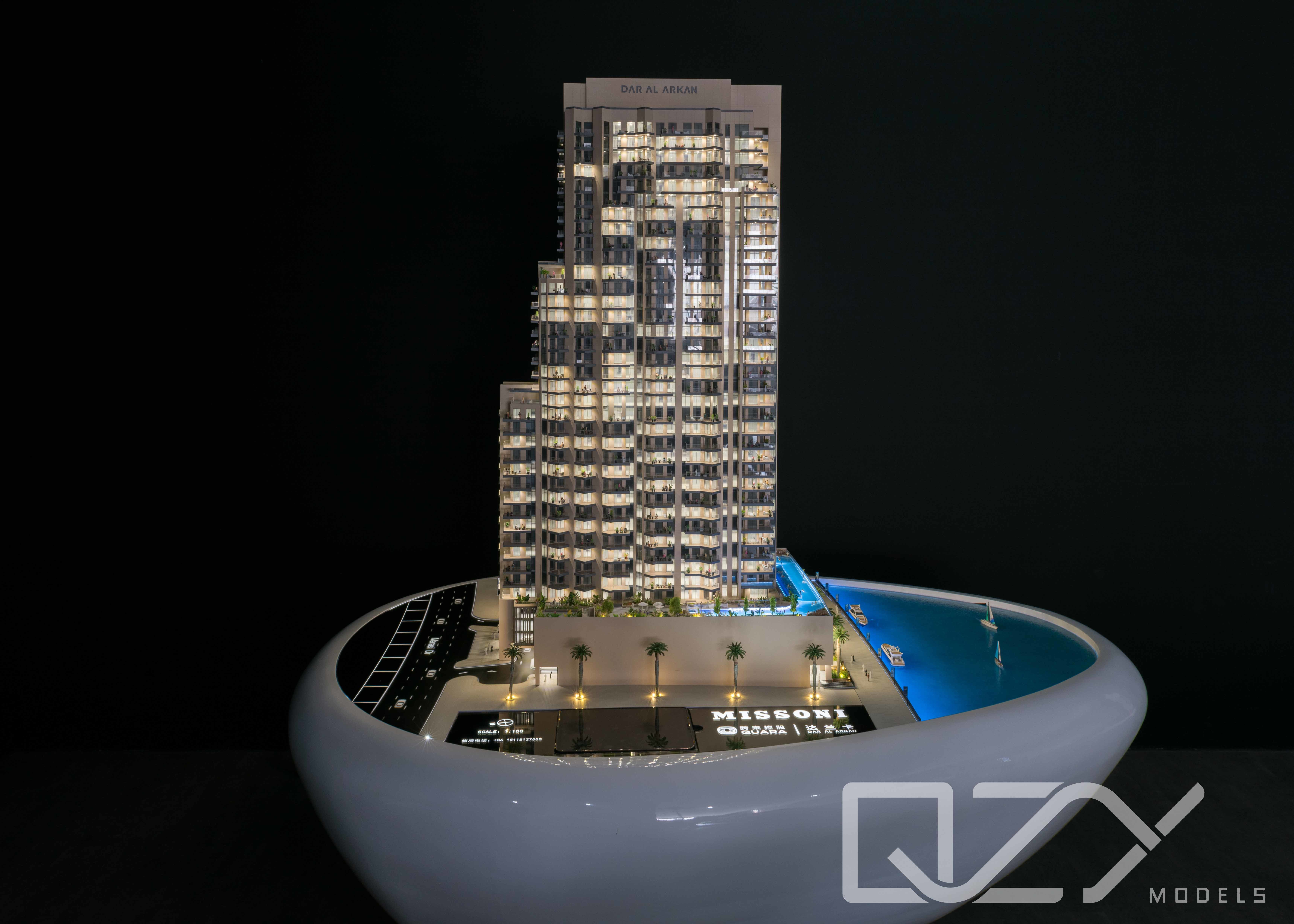 1/100 Масштабная архитектурная модель Изготовление принадлежностей 3D-строительство Missoni Dubai Residential