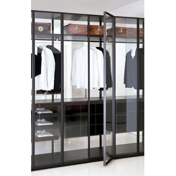 18MM Board Compact Bedroom Wardrobe Closets With Drawers Lacquer Finish Swing Doors