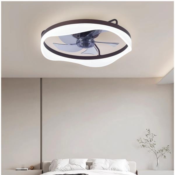 Modern LED Ceiling Fan Lamp for Bedroom with Mute Frequency Conversion 110V-220V Japanese American Regulations Iron Wood Body