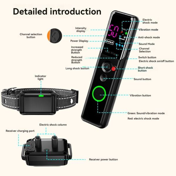 Innovation Design Eco-friendly ABS Material Color Screen IP67 Waterproof Rechargeable Long Battery Life Wireless Dog Training