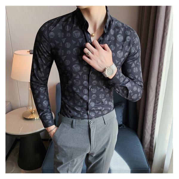 Дыхательная черная длинная рукава обычная фит 100% хлопчатобумажная стройная мужская цветовая рубашка