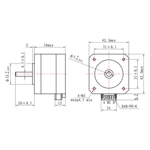 0.28N.M 42*42*34мм гибридный шаговый мотор с CE ISO9001 NEMA 17 шаговым двигателем