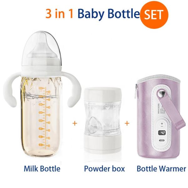 Anti-Colic 240ml Formula Making  Mixing Dispenser Baby Bottle  With Travel Bottle warmer USB 240ml 3 in 1  Night Feeding