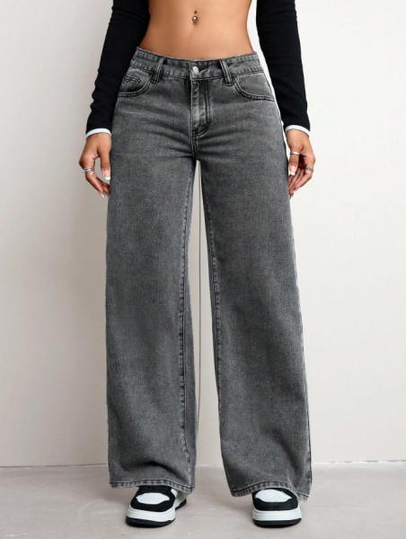 Rock gray comfortable breathable denim pants for women