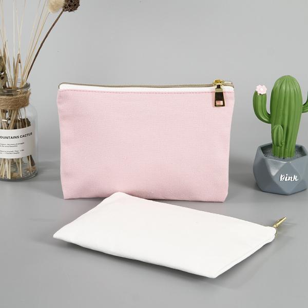 Zipper Closure Double Sided Cosmetic Bag for Accessories in Eco-Friendly Cotton Canvas