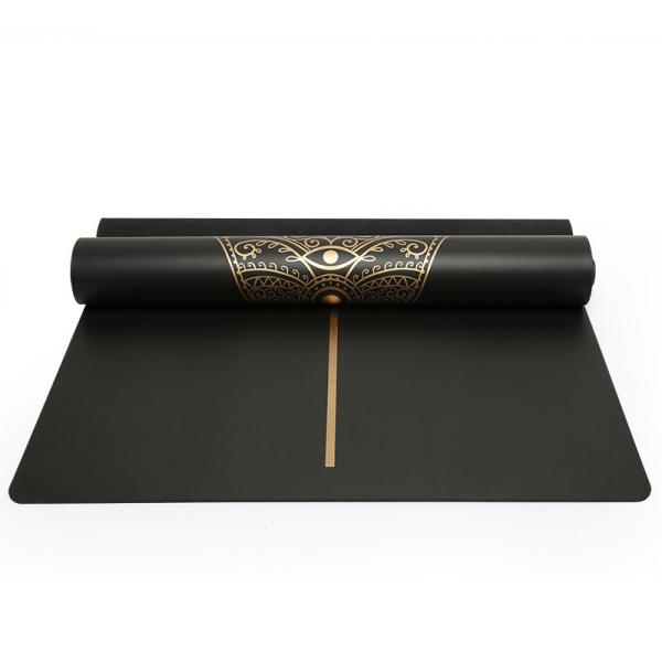 Custom Wholesale Hot Gold Stamping UV Printing Natural Rubber Black PU Yoga Mats