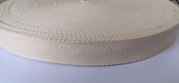 2.5 Cm Flat Elastic Rope Beige Cotton Herringbone Knit Webbing Non Elastic
