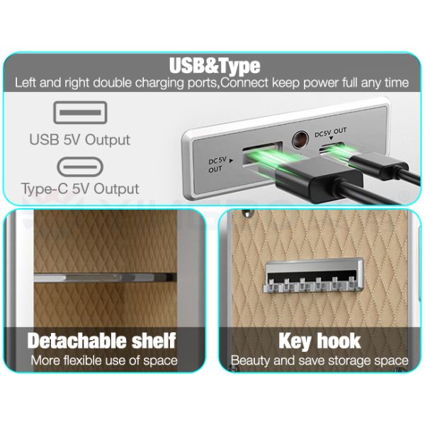 Solid Steel Fingerprint Biometric Smart Safe Box Led Light Night Table For Security