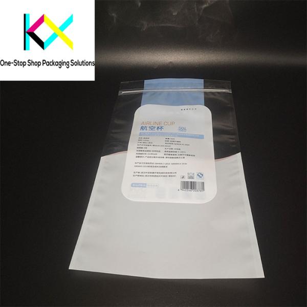 3 Side Seal Flat Pouch Commodity Packaging With Zipper For Plastic Cup