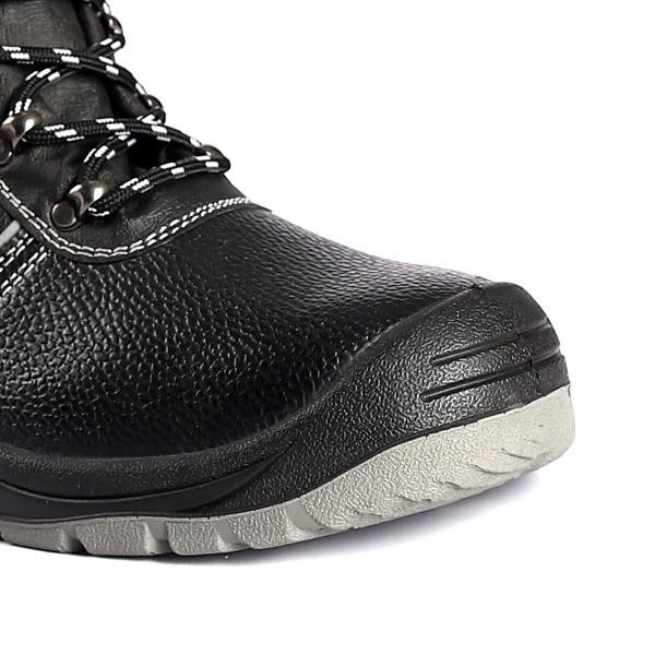 OEM Factory Anti Smash Steel Toe Cap PU Sole Safety Shoes With Embossed Cow Leather Upper Work Boots