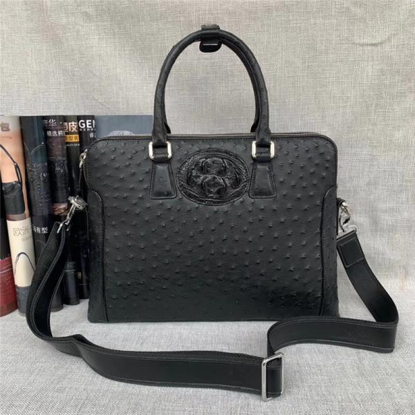 Authentic Exotic Ostrich Skin Businessmen Laptop Briefcase Genuine Real Alligator Leather Male Large Working Handbag