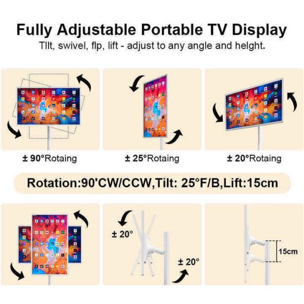 24Inch RK3566 NFC Stand By Me TV Indoor Android 12 Advertising Digital Signage Portable Floor Standing Smart TV