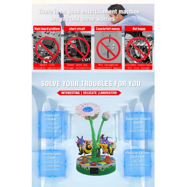 Bee Park Kids Carousel Horses Amusement Children Playground Merry Go Round Riding