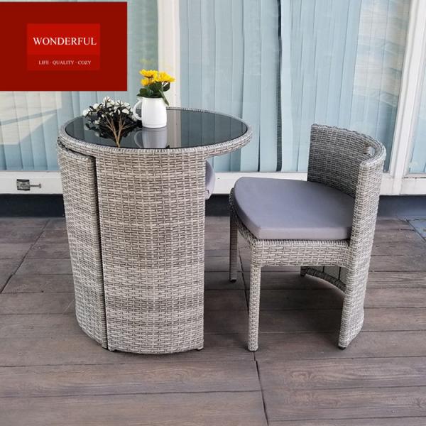 Unique Balcony Rattan Mirror Compact Coffee Table Set for Cozy Coffee Breaks in Garden