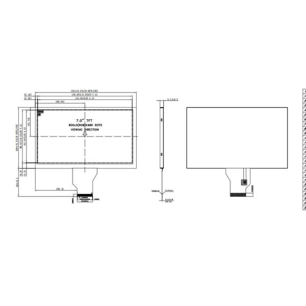 Модуль дисплея RGB LCD 800x480 точек 7 дюймов TFT 260 нит
