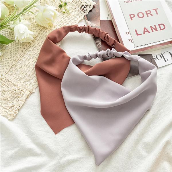 Solid color chiffon triangle scarf custom hair bands women's simple elastic headscarf all match headwear