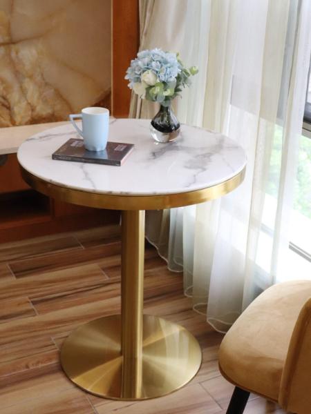 Contemporary design Round Gold stainless steel Marble top Bistro table Coffee table for hotel Club Cafe