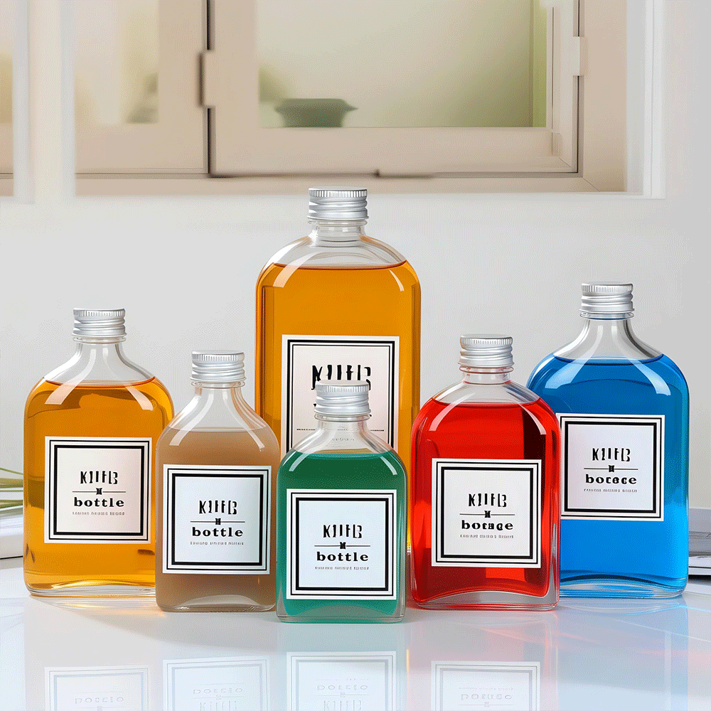Luxury Clear Glass Spirit Bottle Rectangular Liquor Packaging Bottle With Heavy Base
