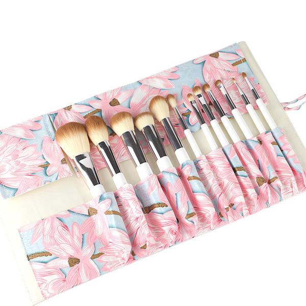 Pink Flower Print Travel Cotton Organizer Cosmetic Bag