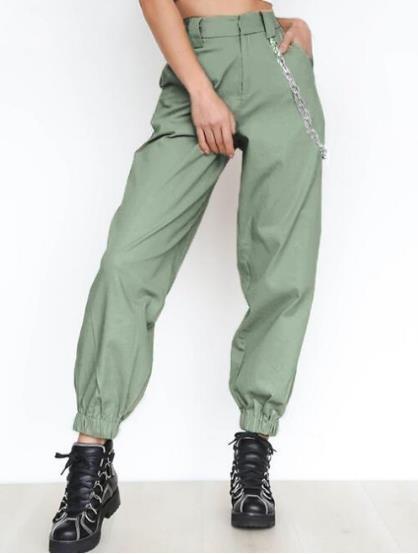 Women'S Fashion Clothing Solid Color Sports Lounge Pants Wide Leg High Waist With Chains