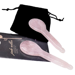 Natural Rose Quartz Gua-Sha Tool Wave Shape Massage Therapy with Engrave Logo