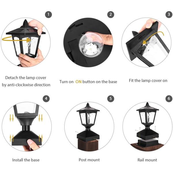 Waterproof IP65 Outdoor Solar Post Light For Yard Lawn Driveway Walkway