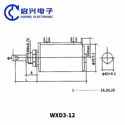 WX118 0.5W 10 Percent 23mm 50mm Long Shaft Single Turn Rotary Wirewound Potentiometer