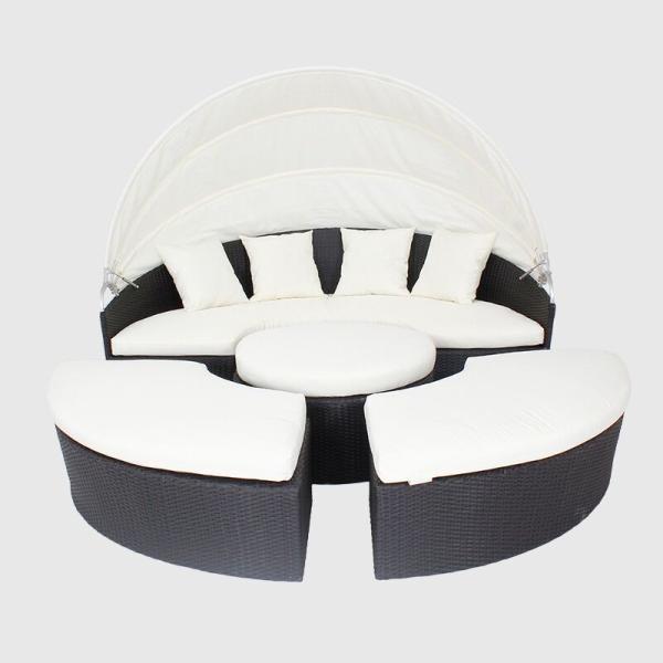 PE rattan sunbed round lounger waterproof beach chair garden sets furniture for outdoor daybed