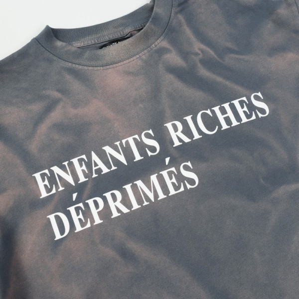 Breaking Foundation Washed Gradient Versatile Melancholic Second-Generation Slogan Casual Oversized Vintage Breathable T-Shirt
