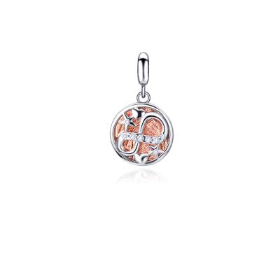 Rhodium Plated Meteorite Love Charm Pendant 925 Sterling Silver Pendant 10mm