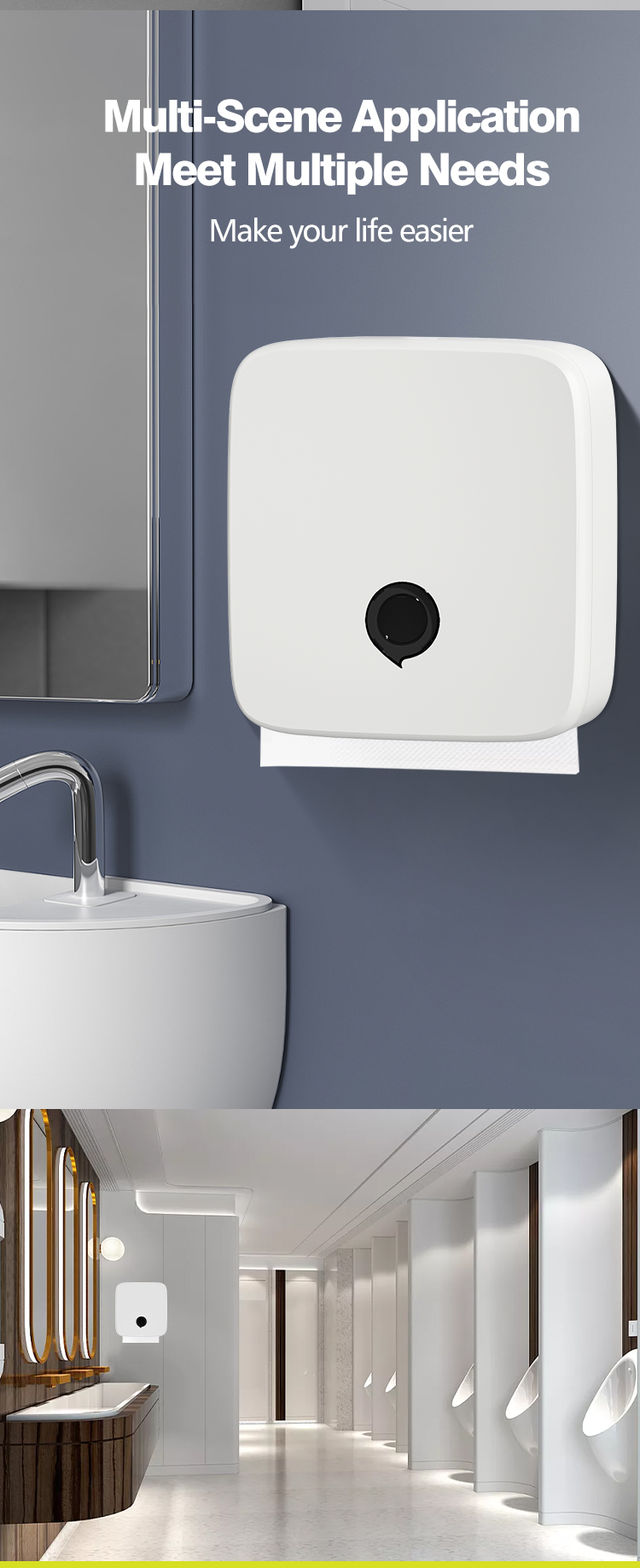 ABS Plastic Multi Fold Towel Holder Dispenser Wall Mounted For Home Commercial Bathroom