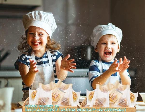 Heat-Sealable Bakery Bags Wax Paper Cookie Bags For Packaging Bag Baked Paper Bread Bags Kraft Paper Food Bags