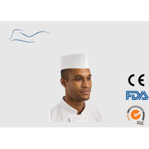 Pure White Disposable Head Cap For Fast Food Service Round Top Style