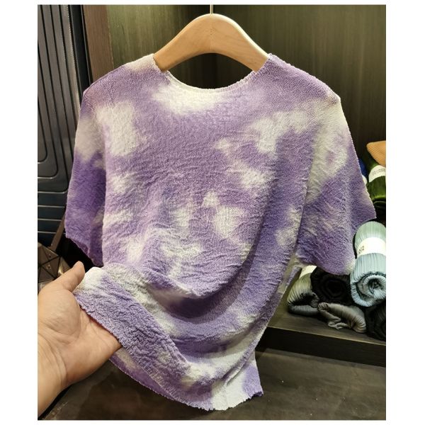 Women's Summer Elegant and Versatile Short-Sleeved T-Shirt Tops Casual Tie-Dye with Slimming Loose Fit