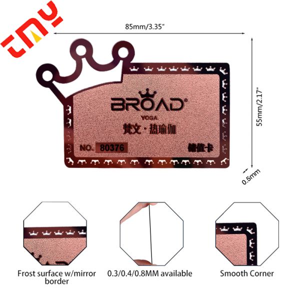 New Design Pocket Size Mirror Name Card Mini Rose Gold Metal Mirror Border Business Card