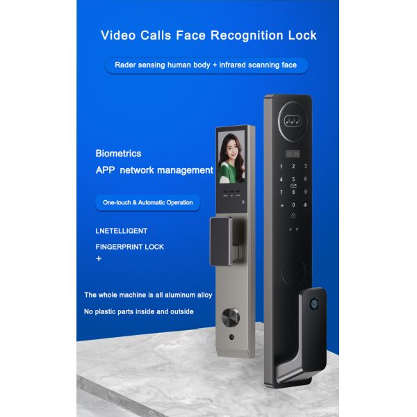 3D Facial Recognition Fully Automatic Smart Door Lock With 4.5 Inch Display & Video Doorbell