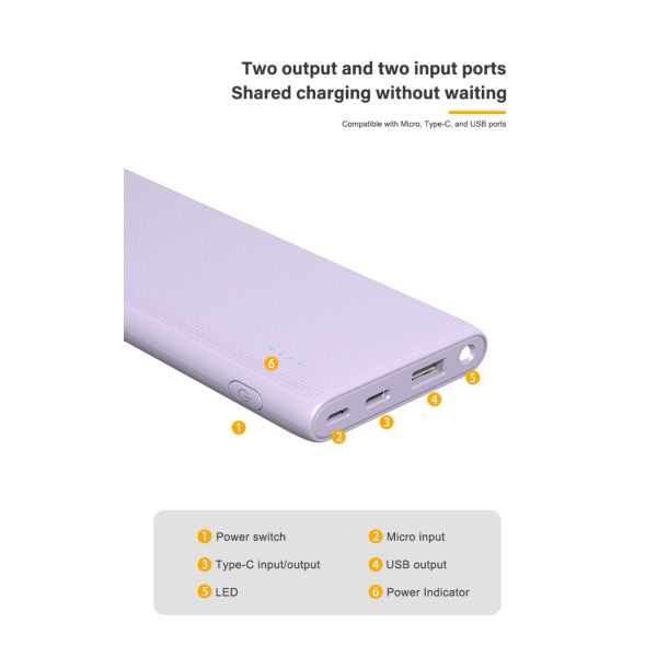 Portable 10000mah Fast Charging Power Bank 22.5w Outdoor High Capacity With Flashlight