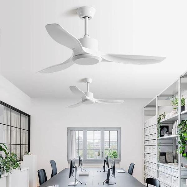 Ventilateur de plafond extérieur blanc à lame en plastique moteur DC intelligent Ventilateur de plafond imperméable à l'eau avec télécommande