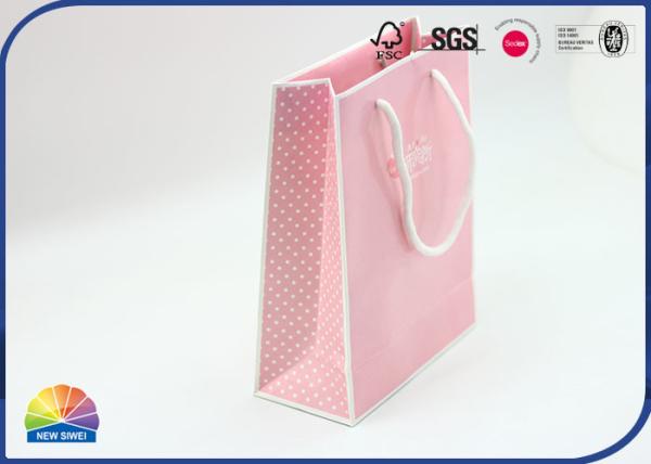 Pink Eco Friendly Customized Size Paper Gift Bag Wiht Nylon Handle