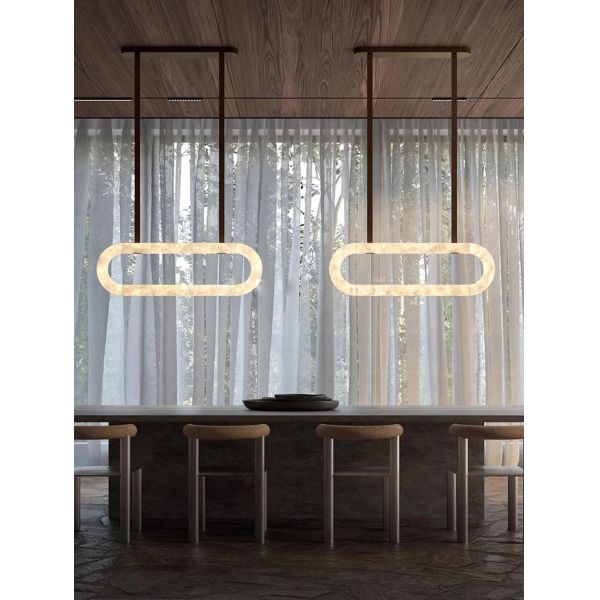 LED Dimmable Natural Marble Desing Leather Belt Chandelier Lighting (WH-MI-492)