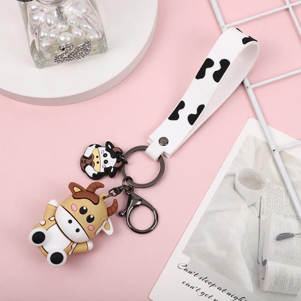 Персонализированные 3D Силиконовые коровьи животные ключи Pendant Keychain для сумочки и рюкзака