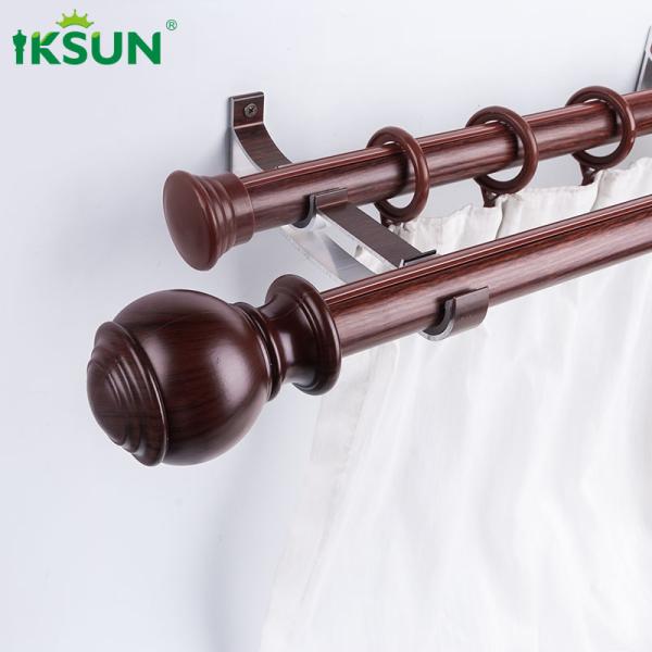 5.8m Wood Single Curtain Rod , Brown Wooden Curtain Pole ISO9001 Certified