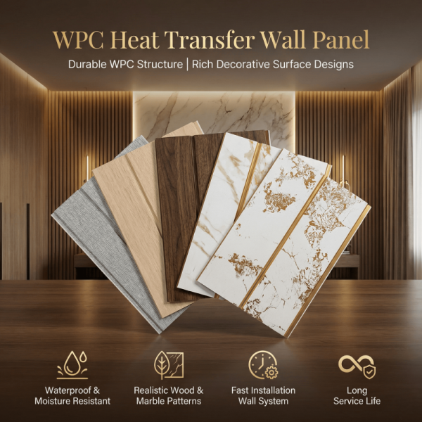 Factory Price Interior Cladding WPC Fluted Wall Panel Boards Heat Transfer Printed Solid Core Interior Decoration